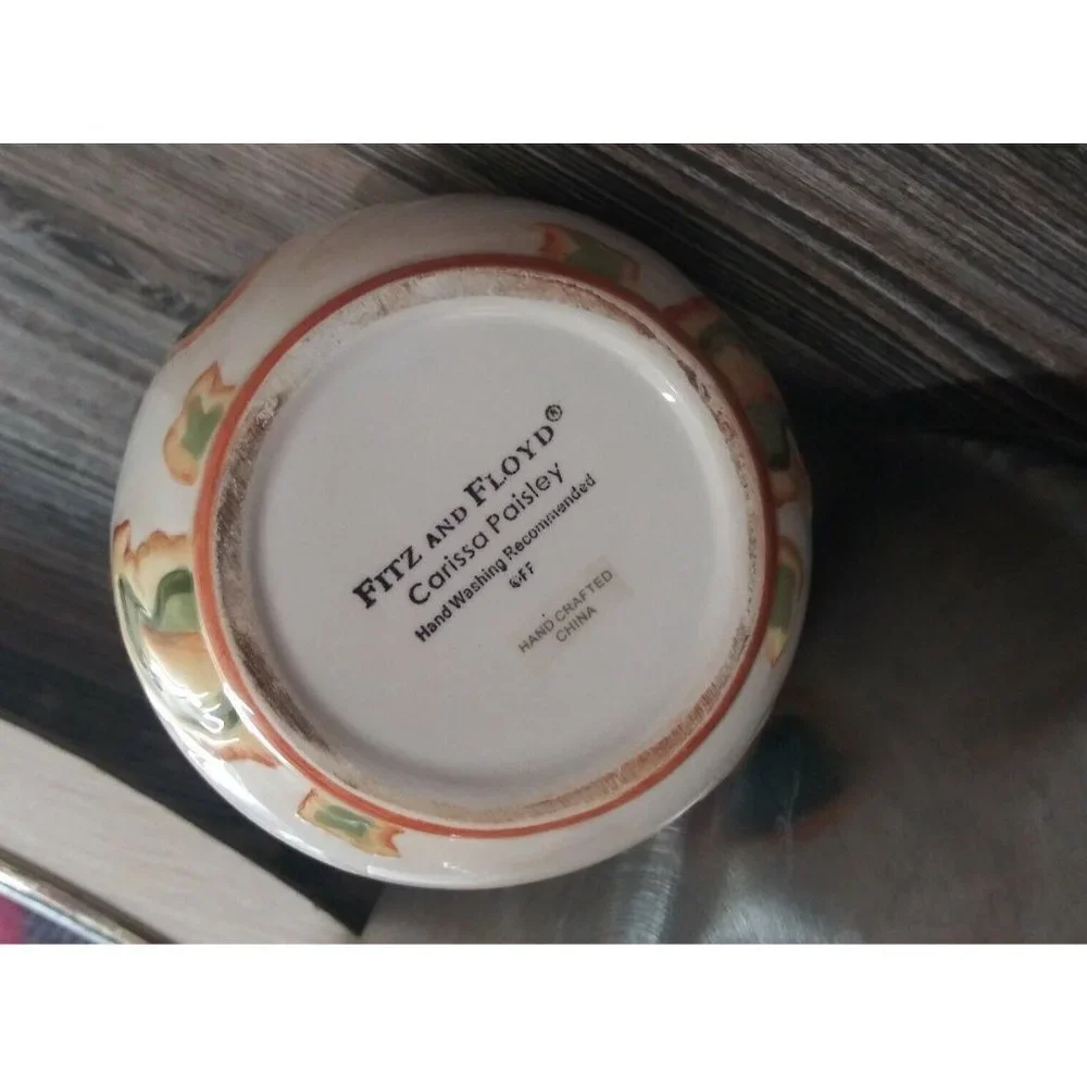 NWOB Fitz & Floyd Jar w/lid porcelain Carissa Paisley Container multicolor 5.5